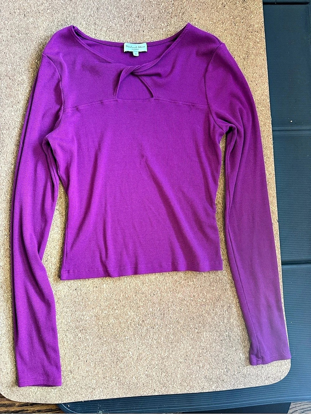 Michael Stars Long Sleeve Twist Front Top in Purple Size Medium